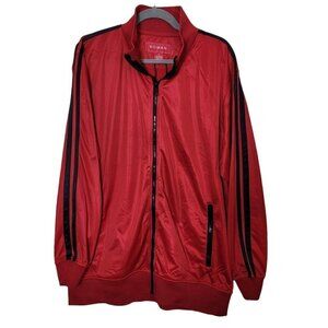 Vintage Koman Track Suit Jacket Full Zip Shiny Red Sz 2XL Y2K New Old Stock